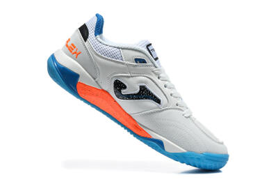 Joma Top Flex IC Indoor & Futsal Soccer Shoes - White/Bright Blue/Vibrant Orange