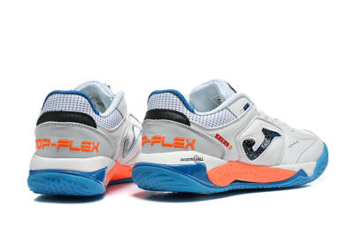 Joma Top Flex IC Indoor & Futsal Soccer Shoes - White/Bright Blue/Vibrant Orange