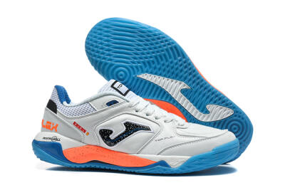 Joma Top Flex IC Indoor & Futsal Soccer Shoes - White/Bright Blue/Vibrant Orange
