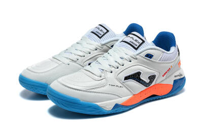 Joma Top Flex IC Indoor & Futsal Soccer Shoes - White/Bright Blue/Vibrant Orange