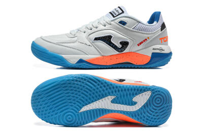 Joma Top Flex IC Indoor & Futsal Soccer Shoes - White/Bright Blue/Vibrant Orange