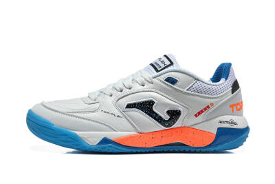 Joma Top Flex IC Indoor & Futsal Soccer Shoes - White/Bright Blue/Vibrant Orange