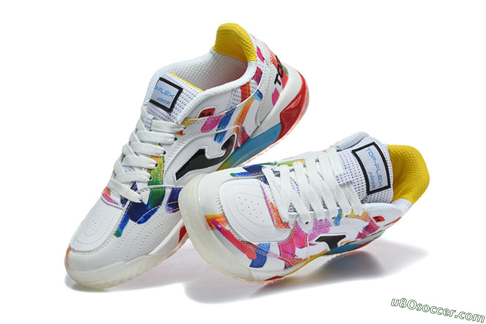 Joma Top Flex IC Indoor & Futsal Soccer Shoes - White/Multi-color/Artistic-print 6