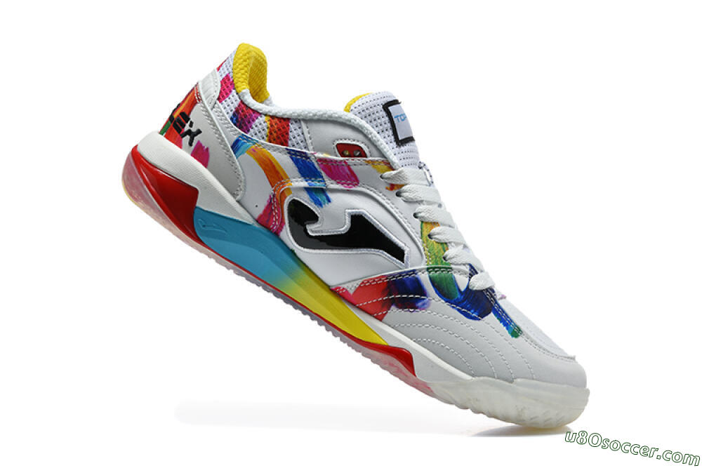 Joma Top Flex IC Indoor & Futsal Soccer Shoes - White/Multi-color/Artistic-print 7