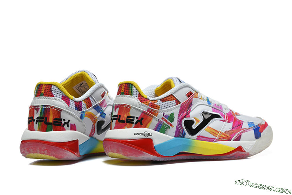 Joma Top Flex IC Indoor & Futsal Soccer Shoes - White/Multi-color/Artistic-print 9