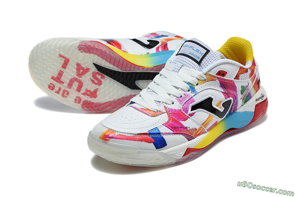 Joma Top Flex IC Indoor & Futsal Soccer Shoes - White/Multi-color/Artistic-print 3
