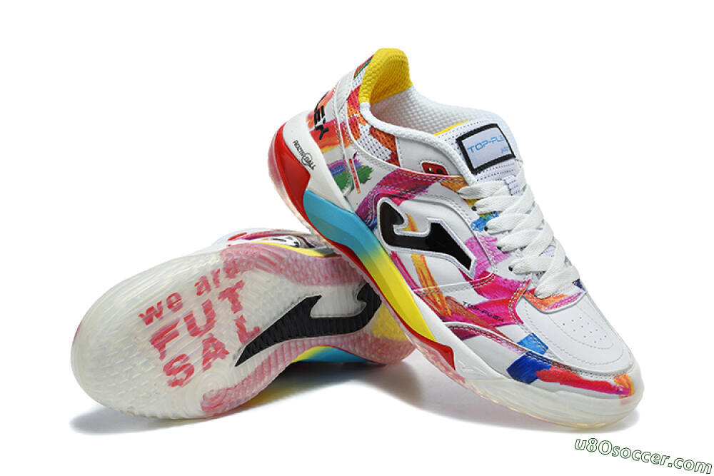 Joma Top Flex IC Indoor & Futsal Soccer Shoes - White/Multi-color/Artistic-print 4