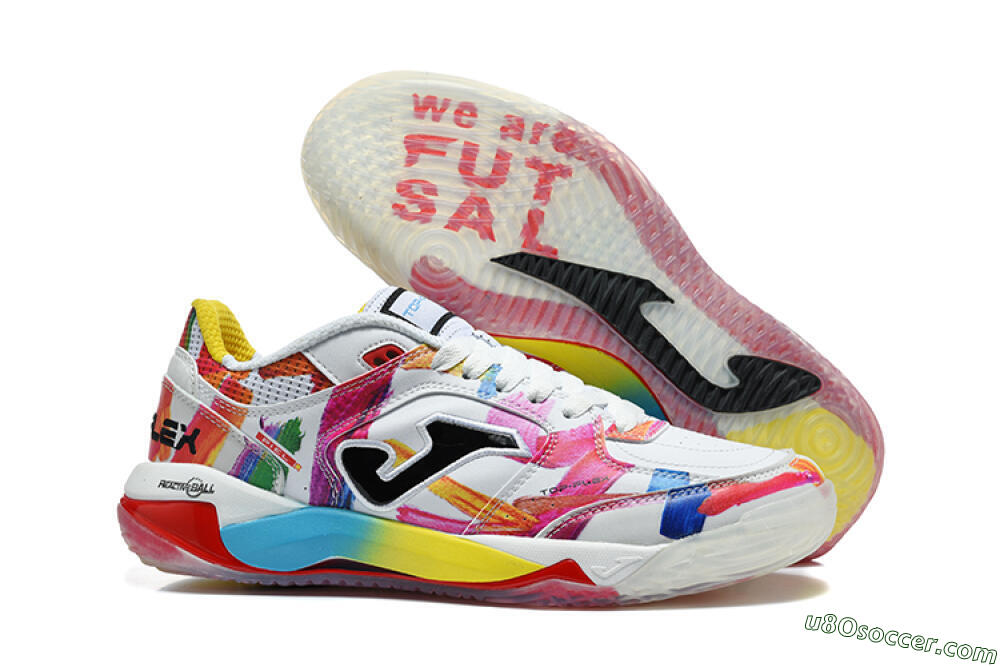 Joma Top Flex IC Indoor & Futsal Soccer Shoes - White/Multi-color/Artistic-print 1