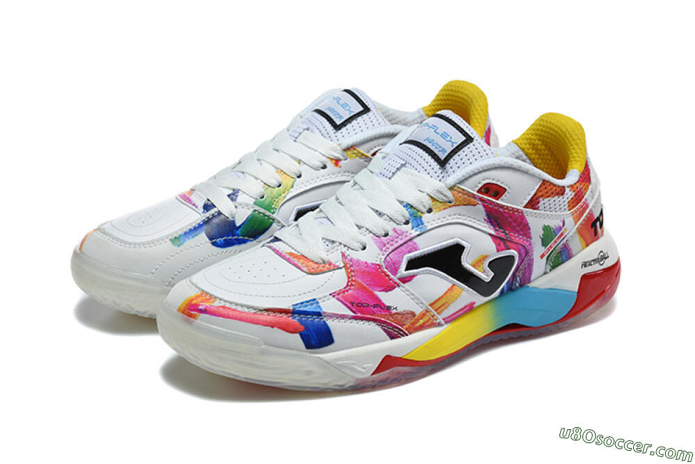 Joma Top Flex IC Indoor & Futsal Soccer Shoes - White/Multi-color/Artistic-print 5