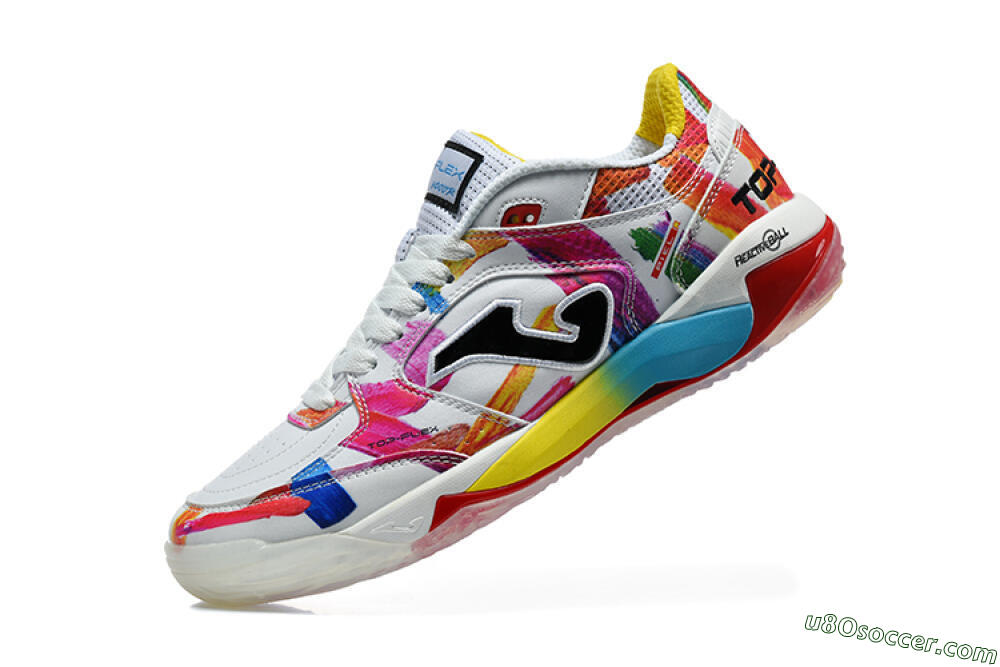 Joma Top Flex IC Indoor & Futsal Soccer Shoes - White/Multi-color/Artistic-print 8