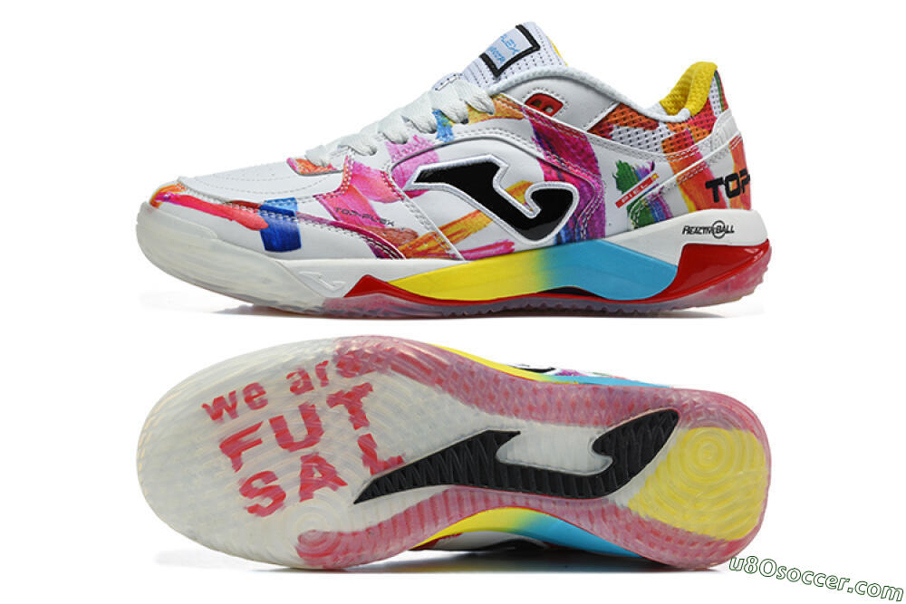 Joma Top Flex IC Indoor & Futsal Soccer Shoes - White/Multi-color/Artistic-print 0