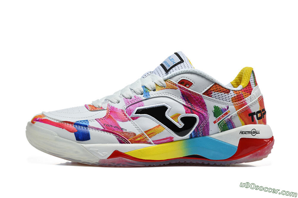 Joma Top Flex IC Indoor & Futsal Soccer Shoes - White/Multi-color/Artistic-print 2