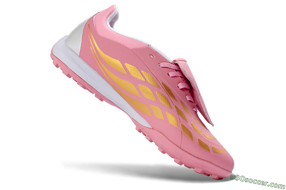 Adidas Predator 26 Elite Fold-Over Tongue TF Artificial Turf Soccer Shoes - Pink/Blossom Pink/Metallic Silver 5