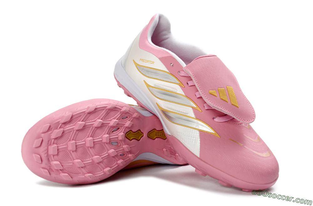 Adidas Predator 26 Elite Fold-Over Tongue TF Artificial Turf Soccer Shoes - Pink/Blossom Pink/Metallic Silver 4