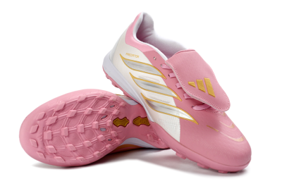 Adidas Predator 26 Elite Fold-Over Tongue TF Artificial Turf Soccer Shoes - Pink/Blossom Pink/Metallic Silver