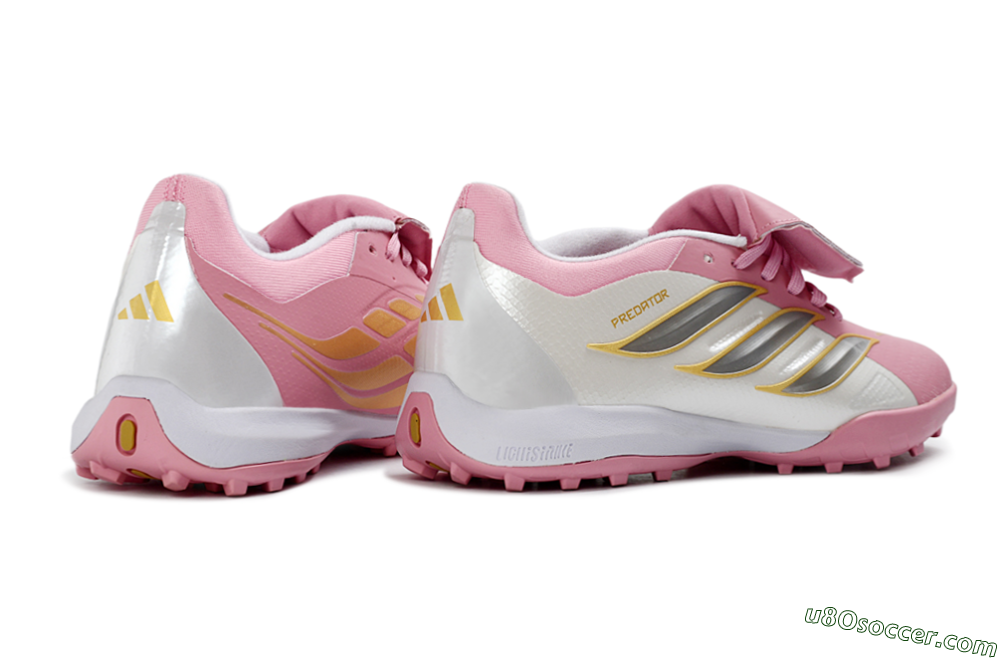 Adidas Predator 26 Elite Fold-Over Tongue TF Artificial Turf Soccer Shoes - Pink/Blossom Pink/Metallic Silver 7