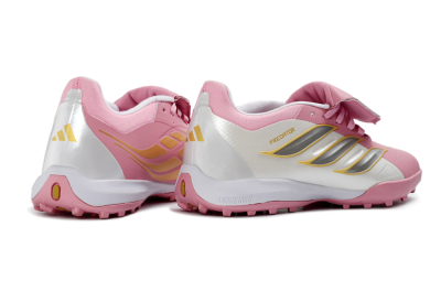 Adidas Predator 26 Elite Fold-Over Tongue TF Artificial Turf Soccer Shoes - Pink/Blossom Pink/Metallic Silver