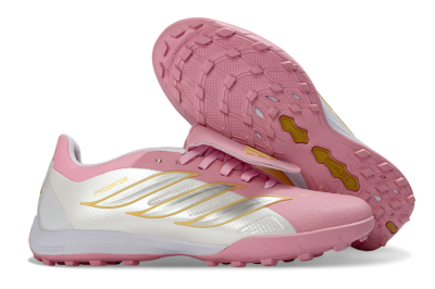 Adidas Predator 26 Elite Fold-Over Tongue TF Artificial Turf Soccer Shoes - Pink/Blossom Pink/Metallic Silver