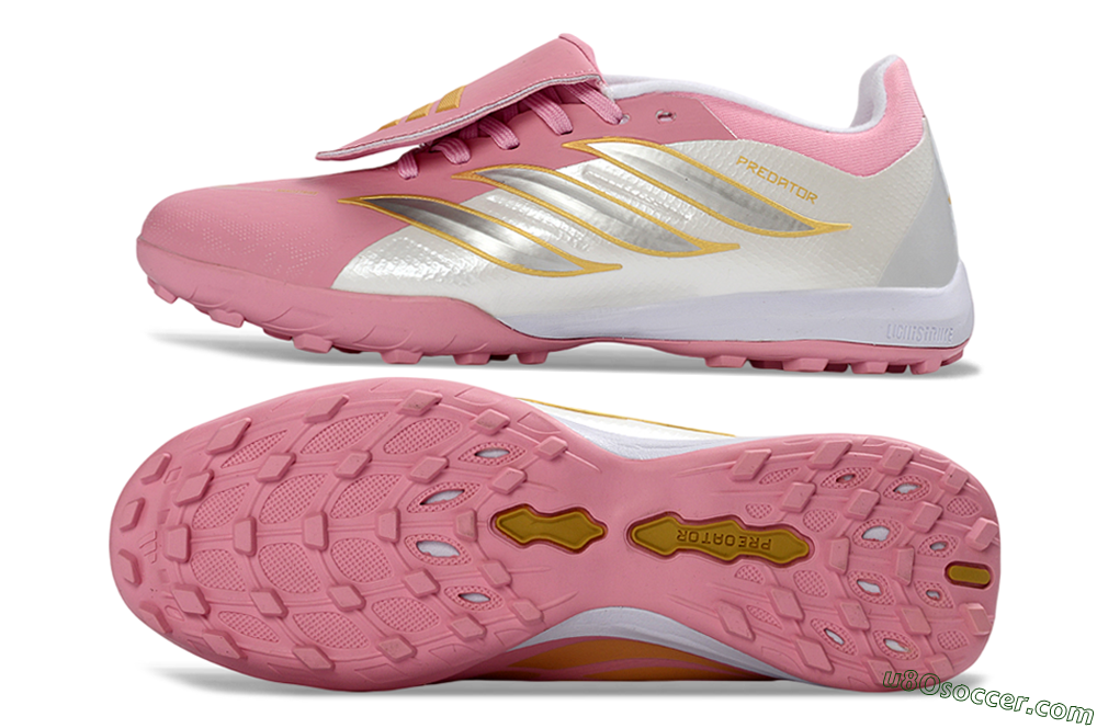 Adidas Predator 26 Elite Fold-Over Tongue TF Artificial Turf Soccer Shoes - Pink/Blossom Pink/Metallic Silver 0
