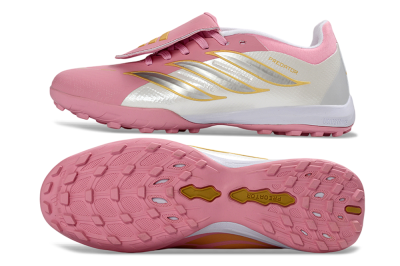 Adidas Predator 26 Elite Fold-Over Tongue TF Artificial Turf Soccer Shoes - Pink/Blossom Pink/Metallic Silver
