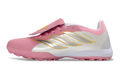 Adidas Predator 26 Elite Fold-Over Tongue TF Artificial Turf Soccer Shoes - Pink/Blossom Pink/Metallic Silver
