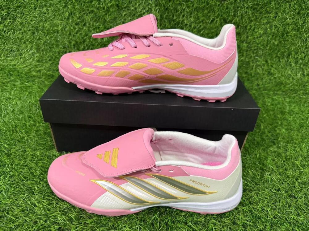 Adidas Predator 26 Elite Fold-Over Tongue TF Artificial Turf Soccer Shoes - Pink/Blossom Pink/Metallic Silver