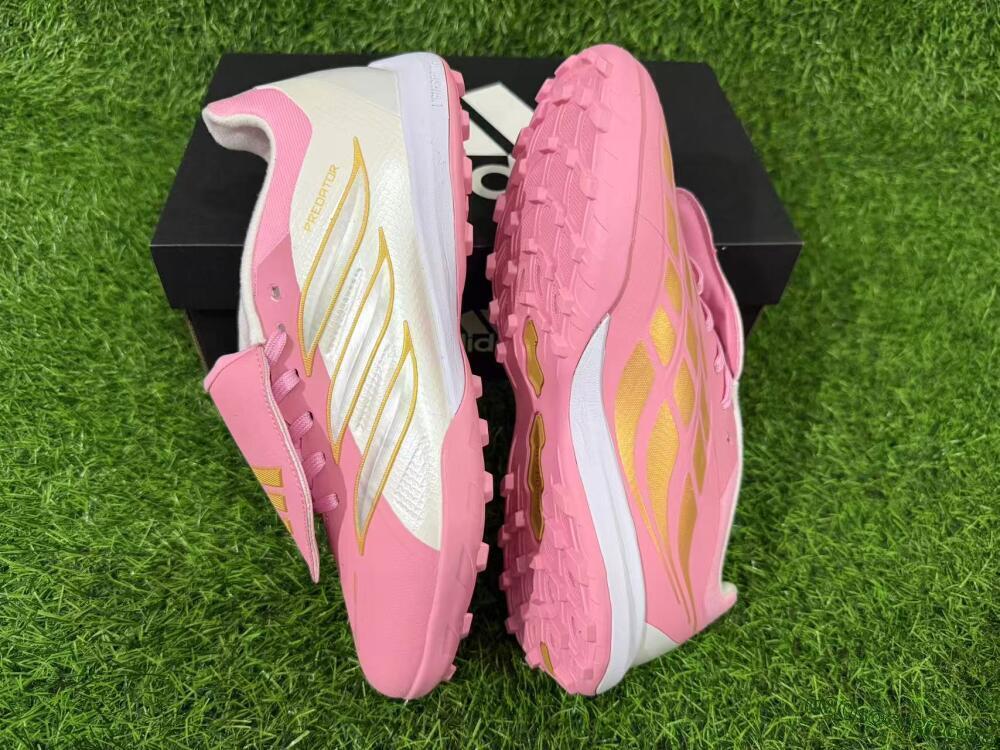 Adidas Predator 26 Elite Fold-Over Tongue TF Artificial Turf Soccer Shoes - Pink/Blossom Pink/Metallic Silver