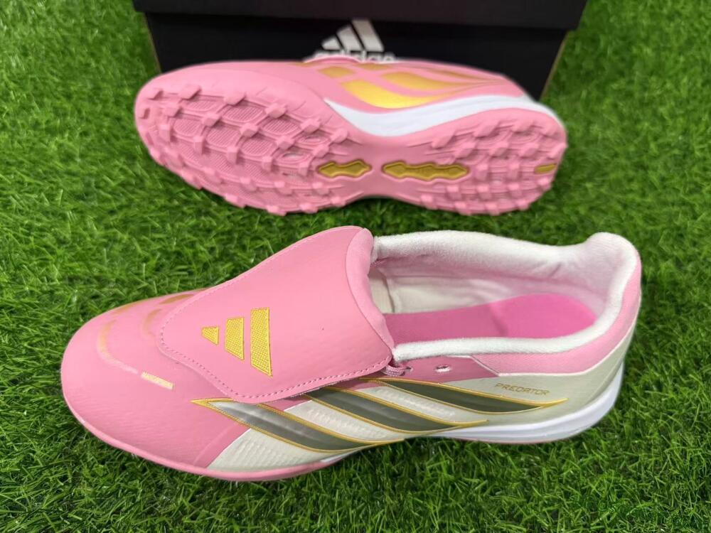 Adidas Predator 26 Elite Fold-Over Tongue TF Artificial Turf Soccer Shoes - Pink/Blossom Pink/Metallic Silver