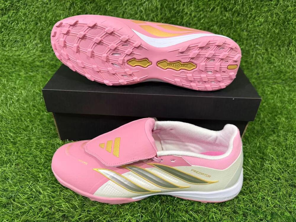 Adidas Predator 26 Elite Fold-Over Tongue TF Artificial Turf Soccer Shoes - Pink/Blossom Pink/Metallic Silver