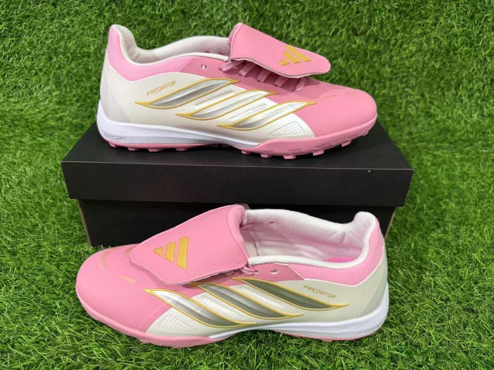 Adidas Predator 26 Elite Fold-Over Tongue TF Artificial Turf Soccer Shoes - Pink/Blossom Pink/Metallic Silver