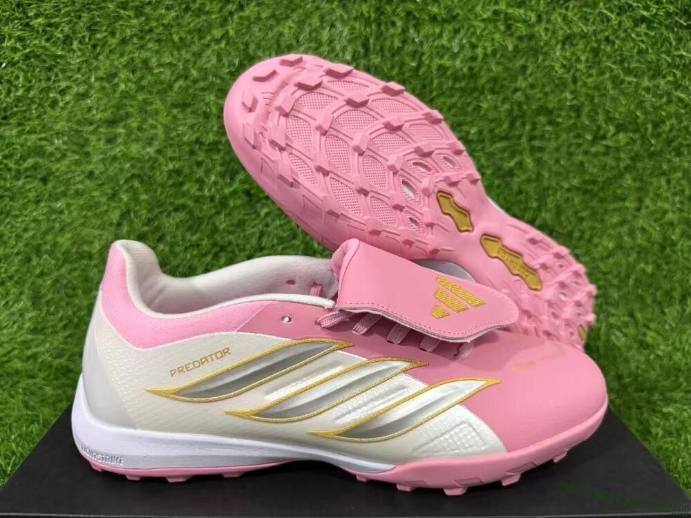 Adidas Predator 26 Elite Fold-Over Tongue TF Artificial Turf Soccer Shoes - Pink/Blossom Pink/Metallic Silver