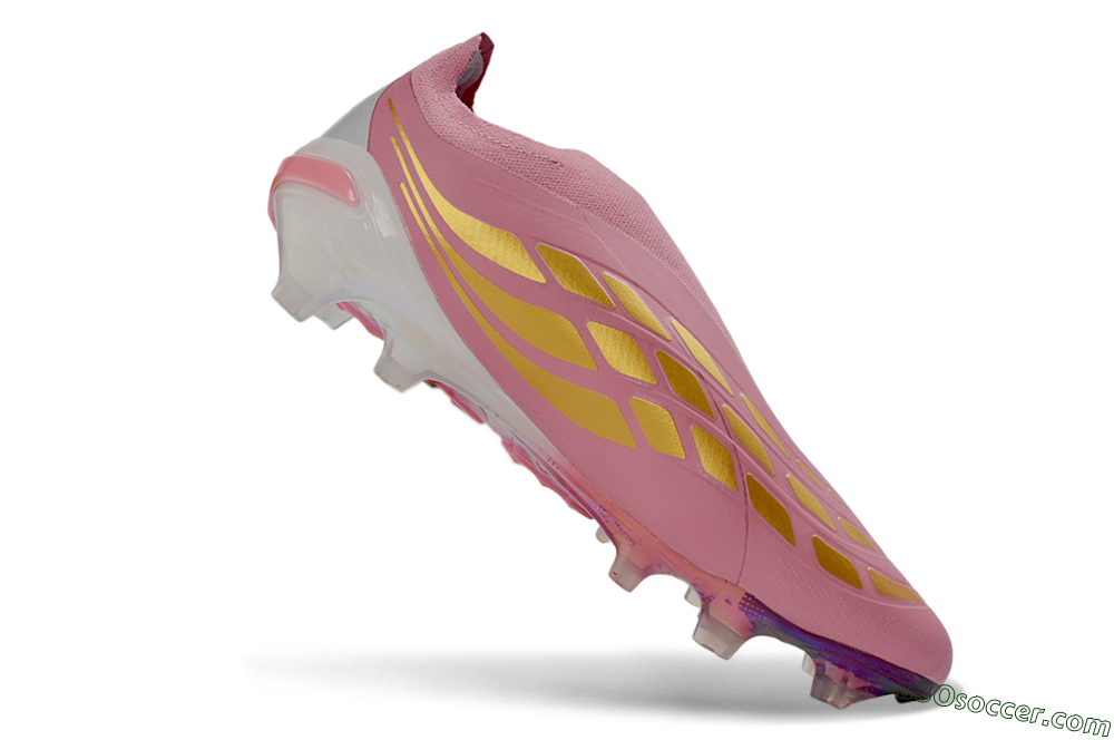 Adidas Predator 26 Elite Laceless FG Firm Ground Soccer Cleats - Pink/Berry Pink/Metallic Silver 5