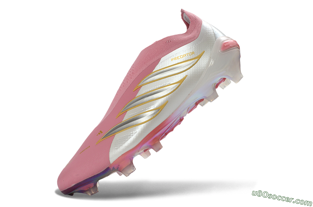 Adidas Predator 26 Elite Laceless FG Firm Ground Soccer Cleats - Pink/Berry Pink/Metallic Silver 6