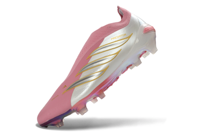 Adidas Predator 26 Elite Laceless FG Firm Ground Soccer Cleats - Pink/Berry Pink/Metallic Silver