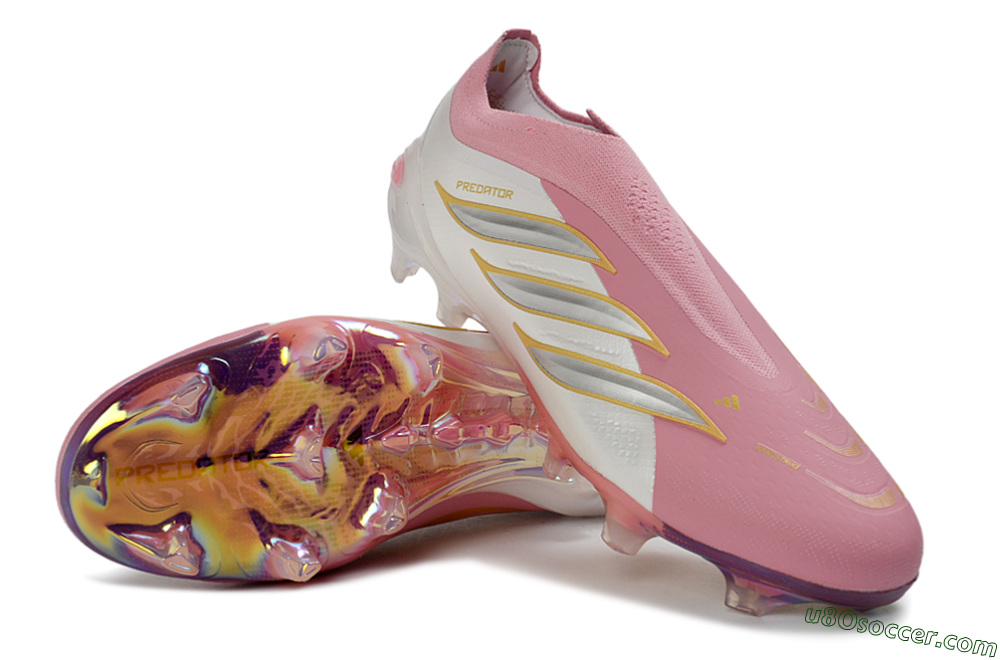 Adidas Predator 26 Elite Laceless FG Firm Ground Soccer Cleats - Pink/Berry Pink/Metallic Silver 4