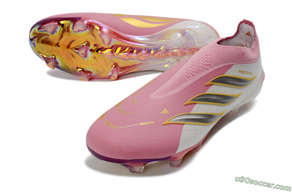 Adidas Predator 26 Elite Laceless FG Firm Ground Soccer Cleats - Pink/Berry Pink/Metallic Silver 3