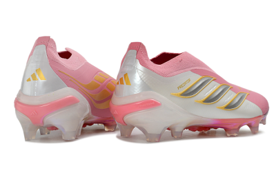 Adidas Predator 26 Elite Laceless FG Firm Ground Soccer Cleats - Pink/Berry Pink/Metallic Silver