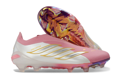 Adidas Predator 26 Elite Laceless FG Firm Ground Soccer Cleats - Pink/Berry Pink/Metallic Silver