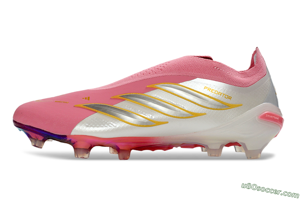 Adidas Predator 26 Elite Laceless FG Firm Ground Soccer Cleats - Pink/Berry Pink/Metallic Silver 2