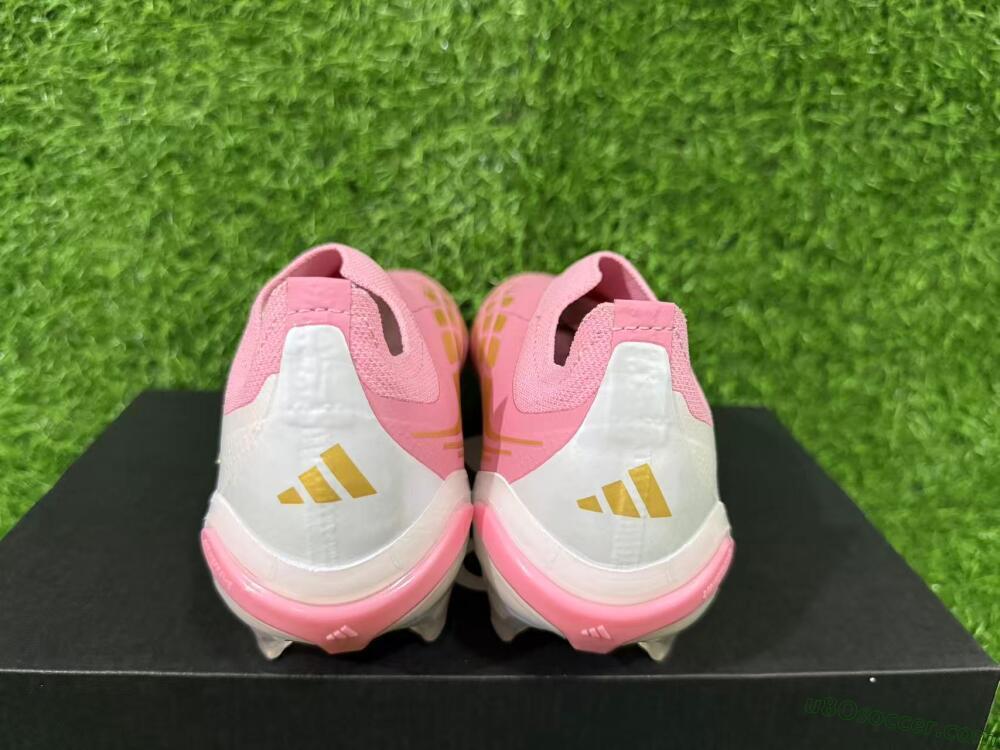 Adidas Predator 26 Elite Laceless FG Firm Ground Soccer Cleats - Pink/Berry Pink/Metallic Silver