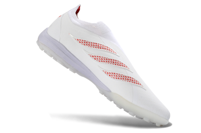 Adidas Predator 26 Elite Laceless TF Artificial Turf Soccer Shoes - White/Cloud White/Solar Red