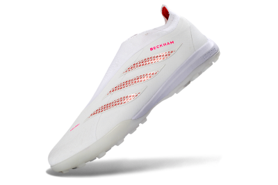 Adidas Predator 26 Elite Laceless TF Artificial Turf Soccer Shoes - White/Cloud White/Solar Red