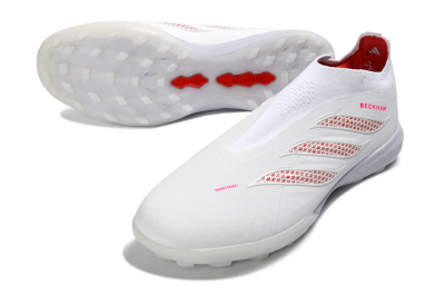 Adidas Predator 26 Elite Laceless TF Artificial Turf Soccer Shoes - White/Cloud White/Solar Red