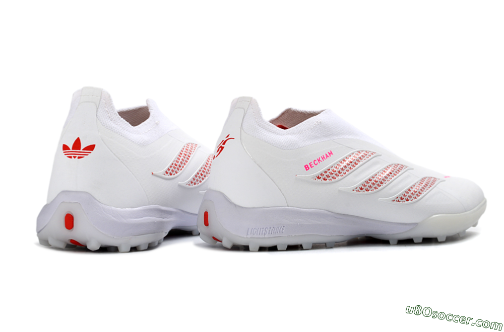 Adidas Predator 26 Elite Laceless TF Artificial Turf Soccer Shoes - White/Cloud White/Solar Red 7