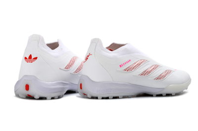Adidas Predator 26 Elite Laceless TF Artificial Turf Soccer Shoes - White/Cloud White/Solar Red