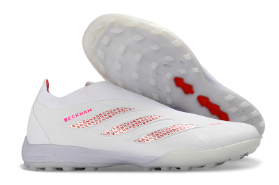 Adidas Predator 26 Elite Laceless TF Artificial Turf Soccer Shoes - White/Cloud White/Solar Red