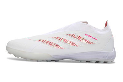 Adidas Predator 26 Elite Laceless TF Artificial Turf Soccer Shoes - White/Cloud White/Solar Red