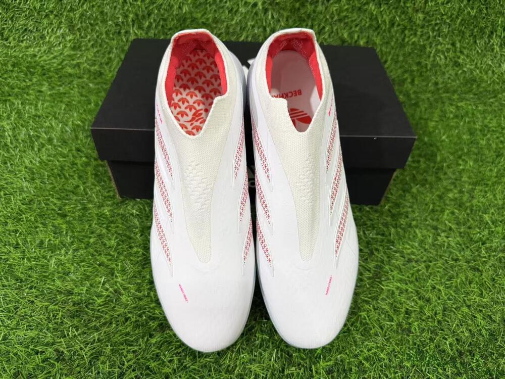 Adidas Predator 26 Elite Laceless TF Artificial Turf Soccer Shoes - White/Cloud White/Solar Red