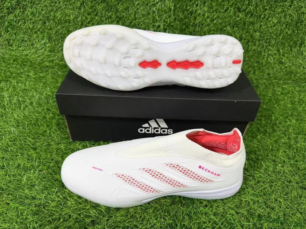 Adidas Predator 26 Elite Laceless TF Artificial Turf Soccer Shoes - White/Cloud White/Solar Red