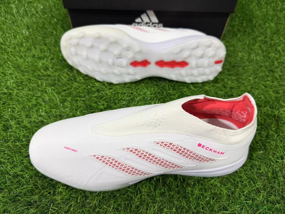 Adidas Predator 26 Elite Laceless TF Artificial Turf Soccer Shoes - White/Cloud White/Solar Red